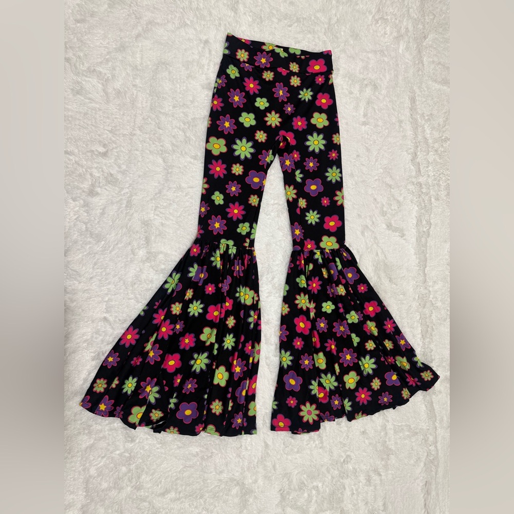 New small bell bottom 70s mod hippie pants boho festival leggings rave floral
